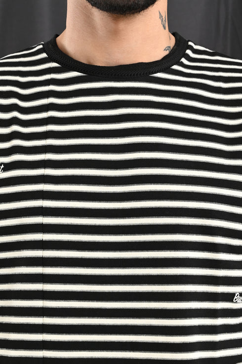 Oversized Stripe Tee In Black & White