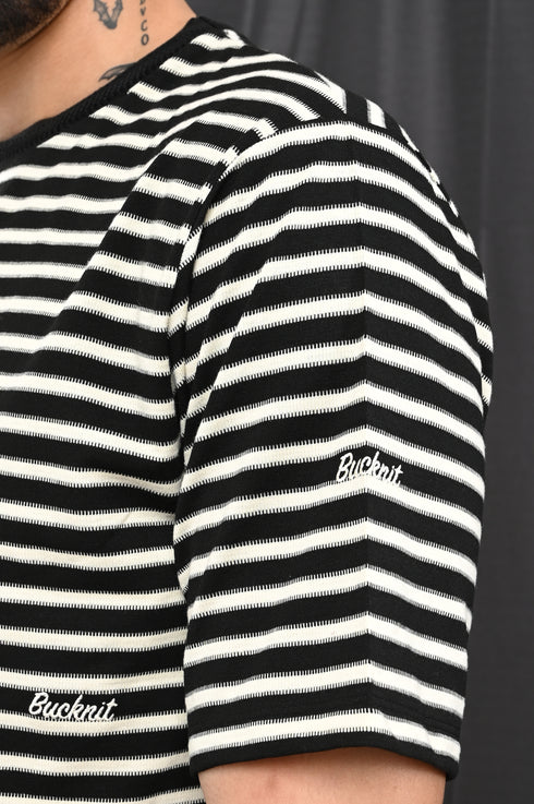 Oversized Stripe Tee In Black & White