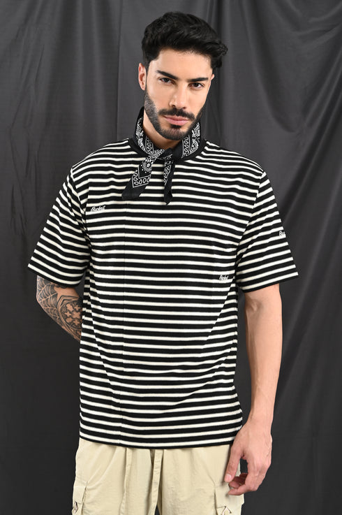 Oversized Stripe Tee In Black & White