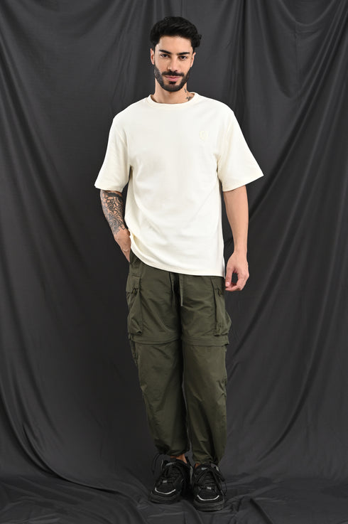 Oversized Textured Tee In Soft Ecru