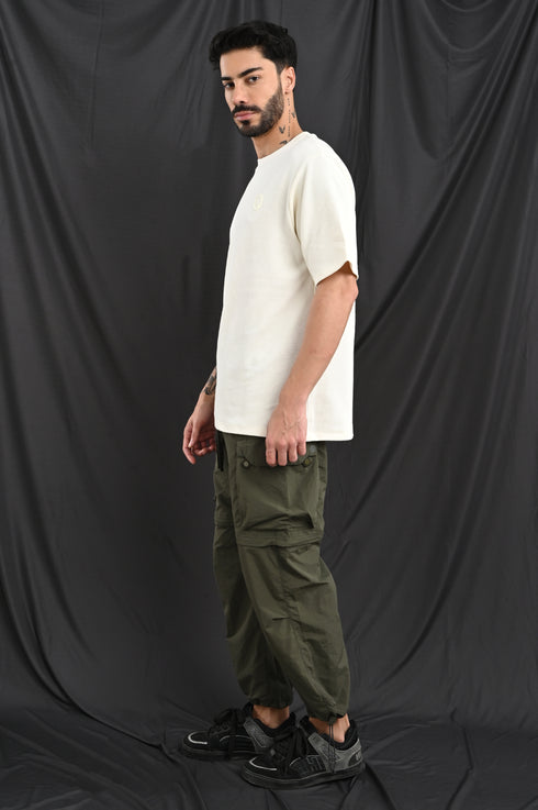 Oversized Textured Tee In Soft Ecru