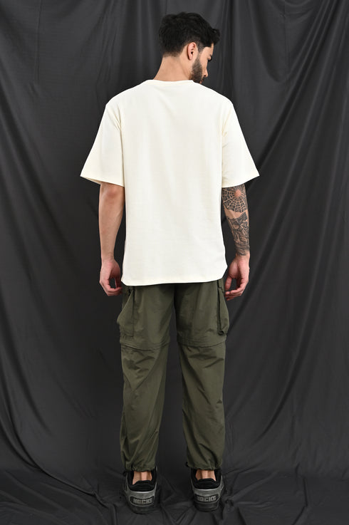 Oversized Textured Tee In Soft Ecru