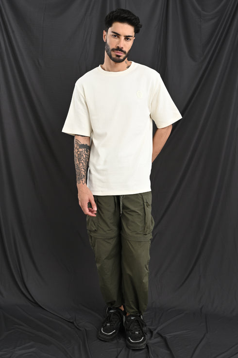 Oversized Textured Tee In Soft Ecru