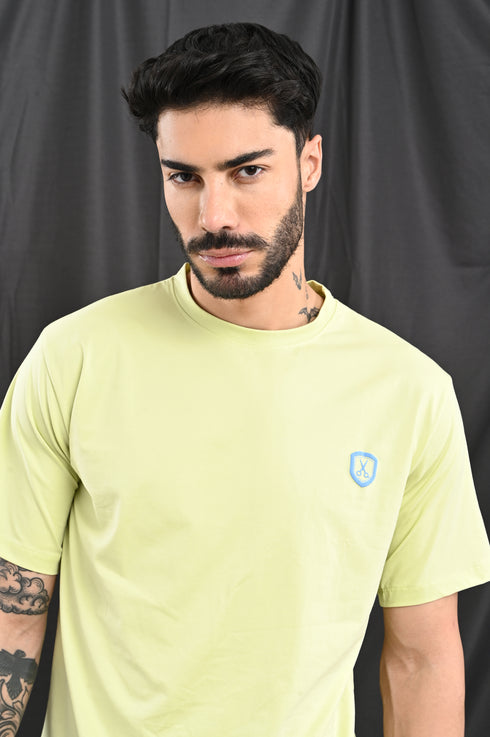 Mercerized Cotton Slim Fit Tee In Soft Lime