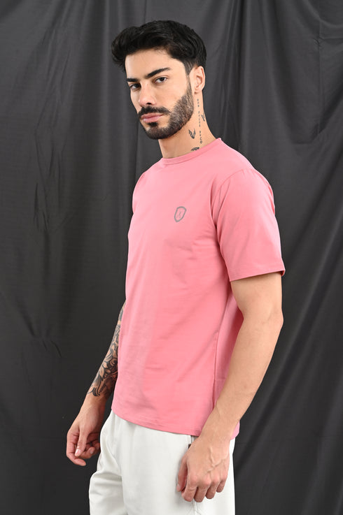 Mercerized Cotton Slim Fit Tee In Salmon Pink