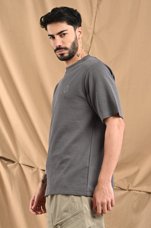 Oversized Textured Tee In Soft Ecru