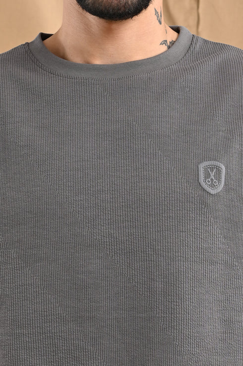 Oversized Textured Tee In Soft Ecru