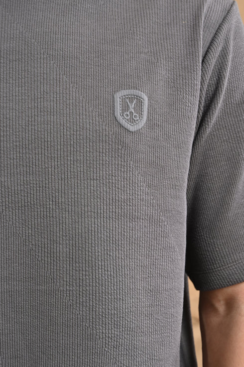 Oversized Textured Tee In Soft Ecru