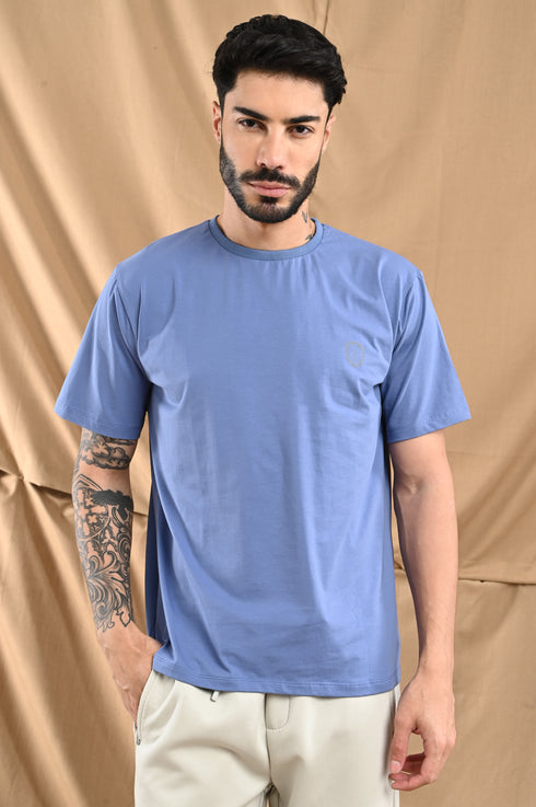 Mercerized Cotton Slim Fit Tee In Salmon Pink