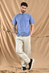 Mercerized Slim Fit Graphic Tee In Steel Blue