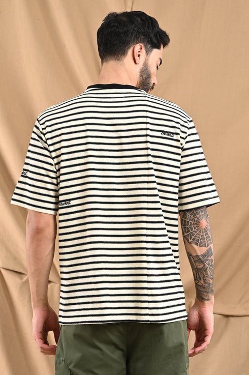 Oversized Stripe Tee In White & Black