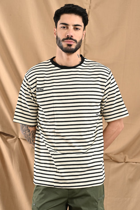 Oversized Stripe Tee In White & Black