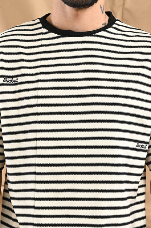 Oversized Stripe Tee In White & Black