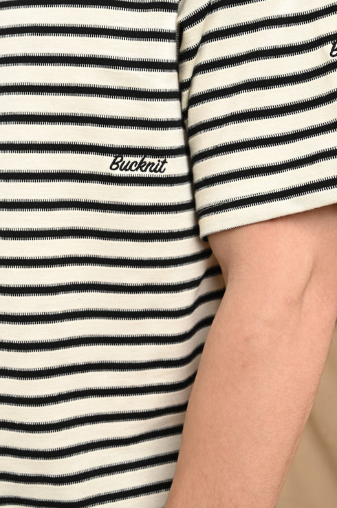 Oversized Stripe Tee In White & Black