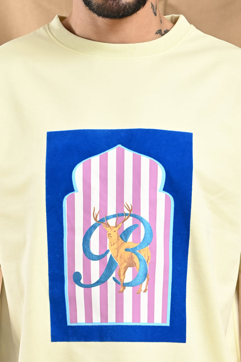 Oversized Mercerized Graphic Tee In Soft Lemon