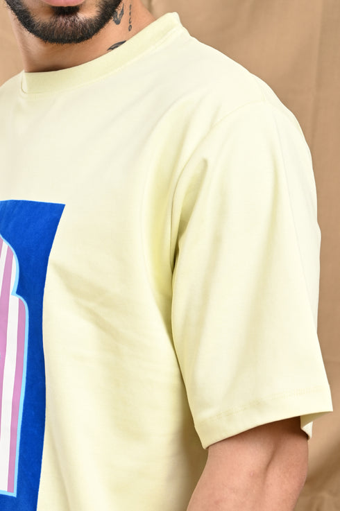 Oversized Mercerized Graphic Tee In Soft Lemon