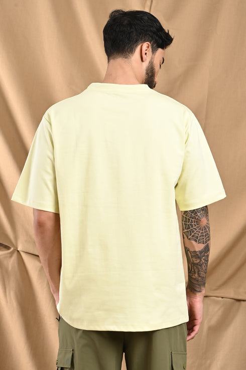 Oversized Mercerized Graphic Tee In Soft Lemon