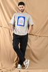Oversized Mercerized Graphic Tee In Stone Grey
