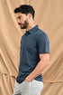 Laser Cut Microdot Polo In Slate Blue
