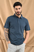 Laser Cut Microdot Polo In Slate Blue