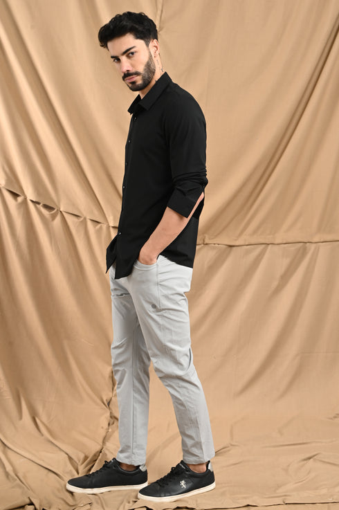 Stitchless Textured Stripe Shirt In Greige