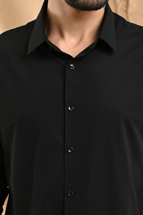 Stitchless Textured Stripe Shirt In Greige