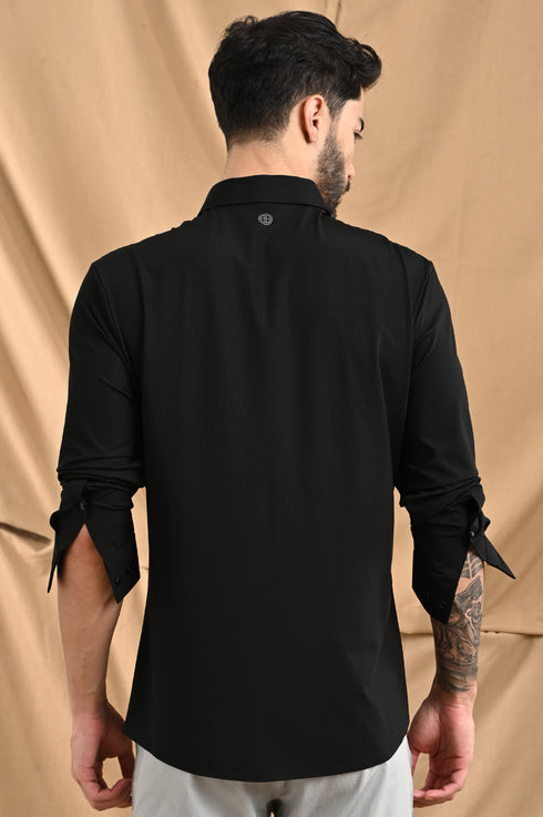 STITCHLESS TEXTURED STRIPE SHIRT IN SLATE BLUE