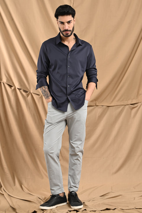 Stitchless Twill Shirt In Eclipse Blue