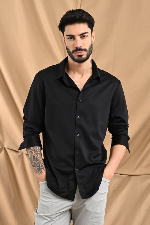 Stitchless Twill Shirt In True Black