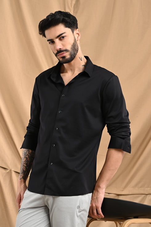 Stitchless Twill Shirt In True Black