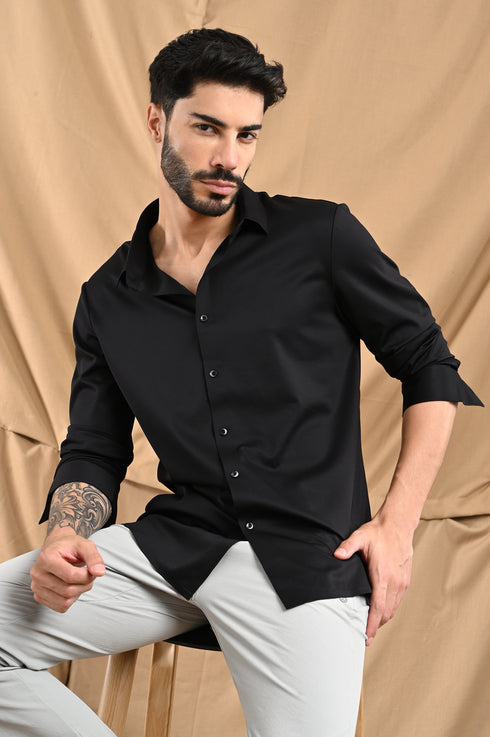 Stitchless Twill Shirt In True Black