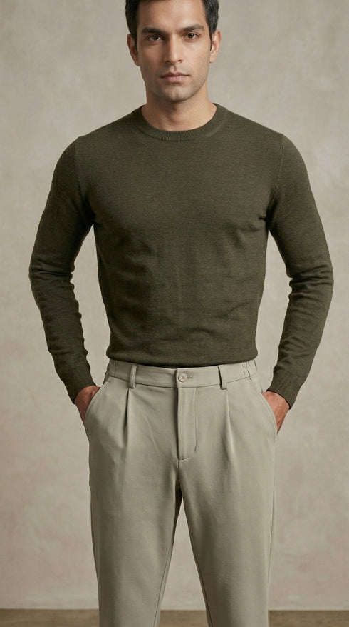 Smart-Casual Slacks - Muted Sage Green