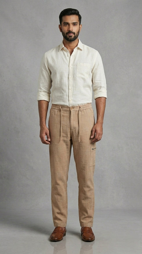 Stretchable Linen Pants- Tan