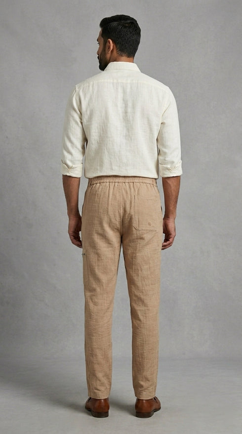 Stretchable Linen Pants- Tan