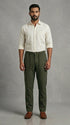 Stretchable Linen Pants- Khakhi Green