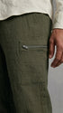 Stretchable Linen Pants- Khakhi Green