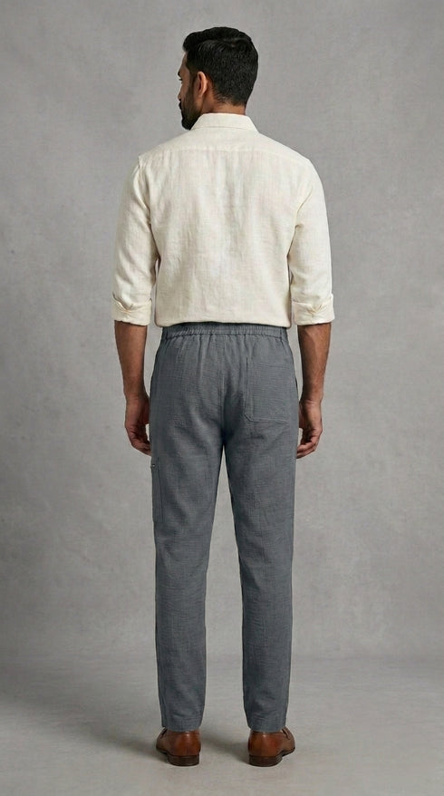 Stretchable Linen Pants- Slate Gray