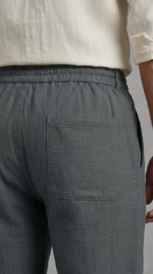 Stretchable Linen Pants- Slate Gray