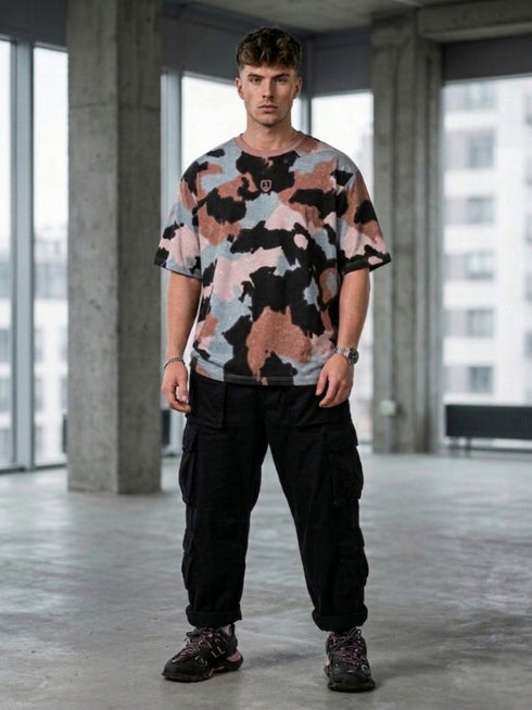 Oversized Camo-Print Tee