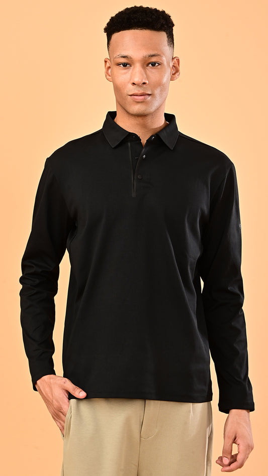 Long Sleeve Polo - Black