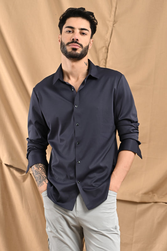 Stitchless Twill Shirt In Eclipse Blue
